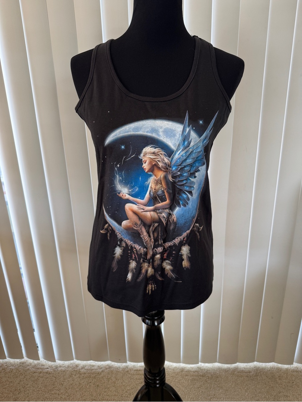 NWT! Spiral Angel Wing Graphic Racerback Tank Top Ladies Large